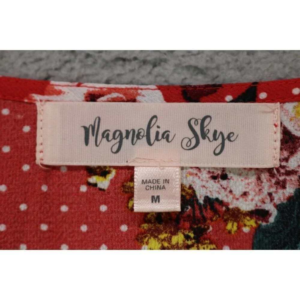 Magnolia Skye Short Tie Sleeves V-Neck Dress-Size Medium-Polka Dots-Cottagecore
